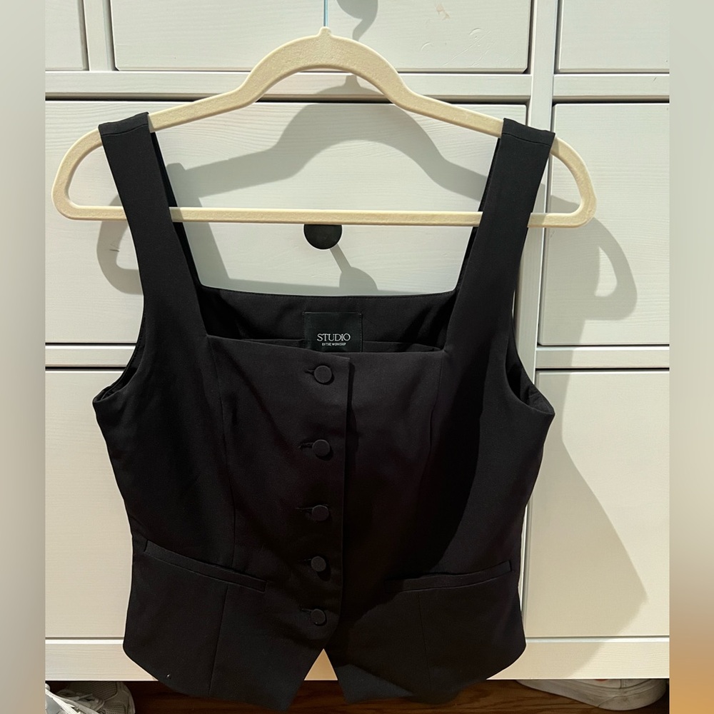 Studio Black Bustier Buttoned Tank Top